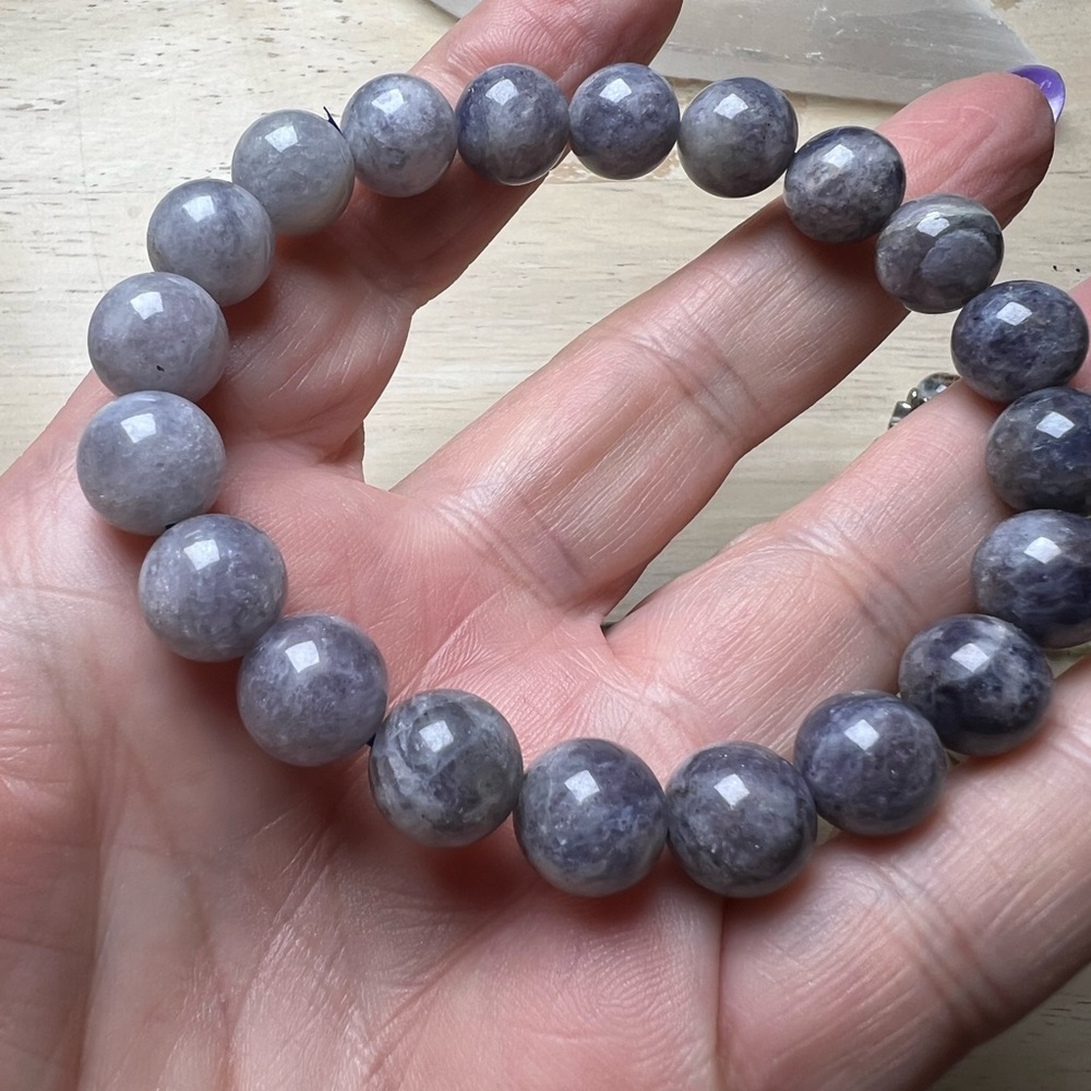 #48 Kyanite Blue Sophisticated Gray Crystal Stone Soft Bangle Bracelet